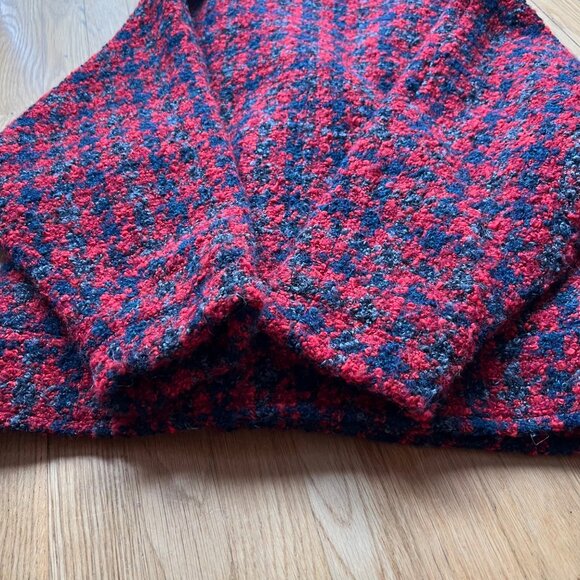 Free People Size S Red Houndstooth Slouchy Oversized Boucle Jacket - Picture 15 of 16